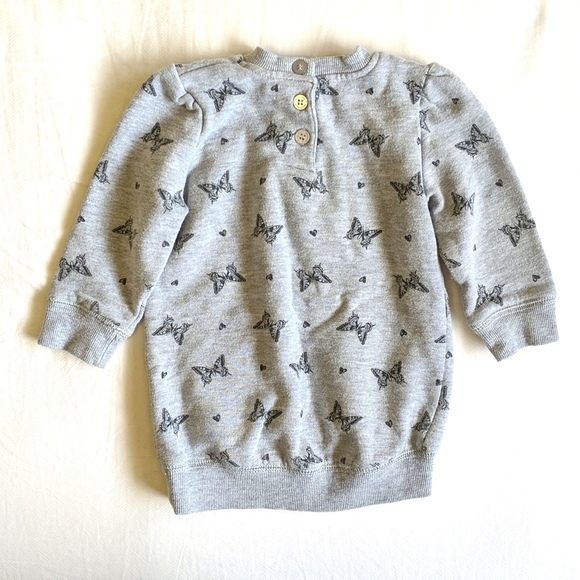 M.I.D. butterfly print heather gray sweatshirt dress tunic 6 months - Picture 5 of 7